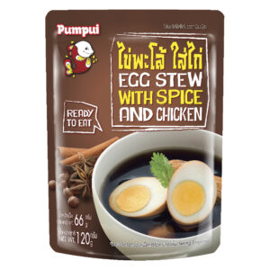 ปุ้มปุ้ยไข่พะโล้ ใส่ไก่ 120 กรัม 
PUMPUI Egg Stew With Spice And Chicken