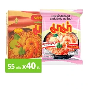 มาม่า บะหมี่กึ่งสำเร็จรูป รสต้มยำกุ้ง 55 ก. แพ็ค 40  
MAMA Instant Noodles Tom Yum Kung