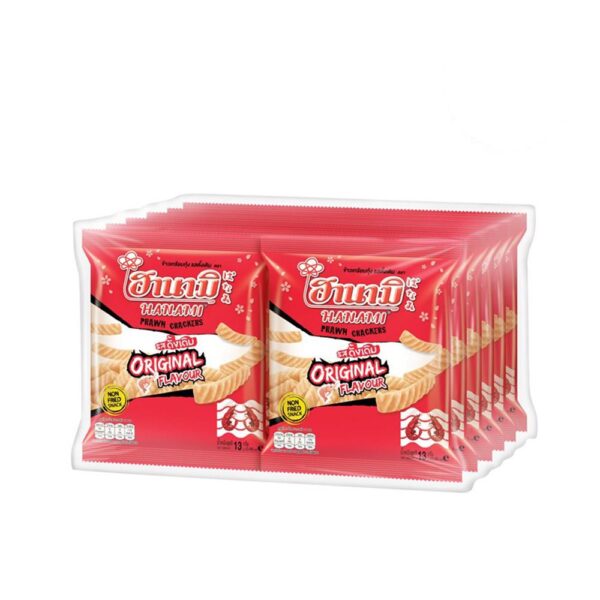 ฮานามิ ข้าวเกรียบกุ้ง รสต้นตำรับ 13 ก.แพ็ค 12 
HANAMI PRAWN CRACKERS