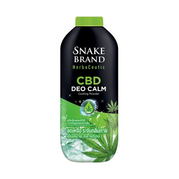 ตรางูแป้งเย็นซีบีดีดีโอคาล์ม 250 ก.   
SNAKE BRAND TALCUM CBD DEO CALM