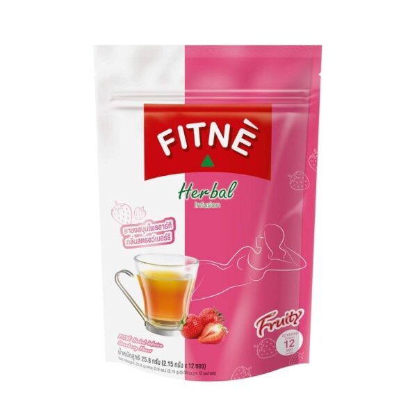 ฟิตเน่ ยาชงสมุนไพร สตรอว์เบอร์รี 2.15 ก. แพ็ค 12 ซอง 
FITNE HERBAL INFUSION STRAWBERRY