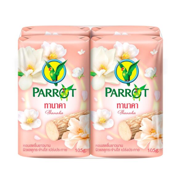 พฤกษานกแก้ว สบู่ ไวท์ทานาคา 105 ก.แพ็ค 4 
PARROT BOTANICALS WHITE TANAKA