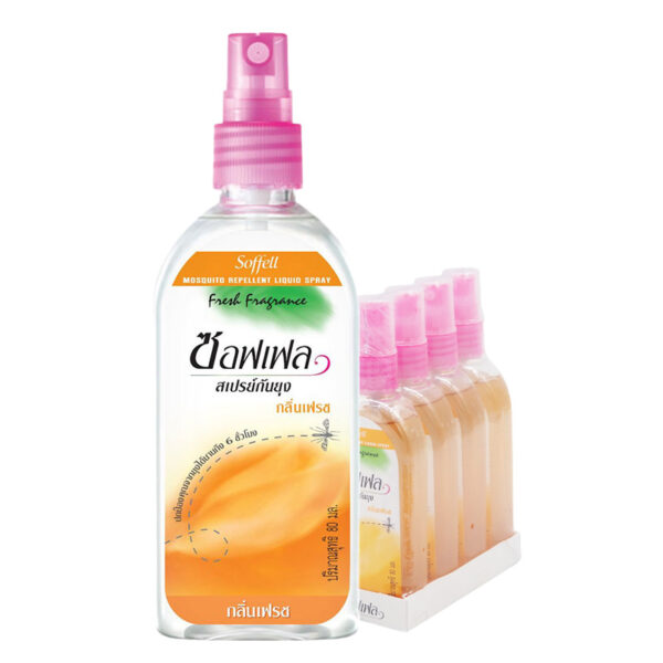 SOFFELL Mosquito Repellent Spray Fresh 80 ซอฟเฟล สเปรย์กันยุง กลิ่นเฟรช 80 มล. x 4
SOFFELL Mosquito Repellent Spray Fresh
