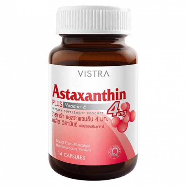VISTRA ASTAXANTHIN วิสทร้า แอสตาแซนทีน 4 มล.14 เม็ด
VISTRA ASTAXANTHIN