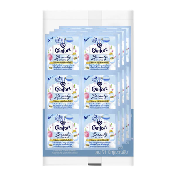 innocent boost คอมฟอร์ท น้ำยาปรับผ้านุ่ม กลิ่นแป้งเด็กและพีโอนี 17 มล. x 24
COMFORT FABRIC SOFTENER BABY POWDER AND PEONY