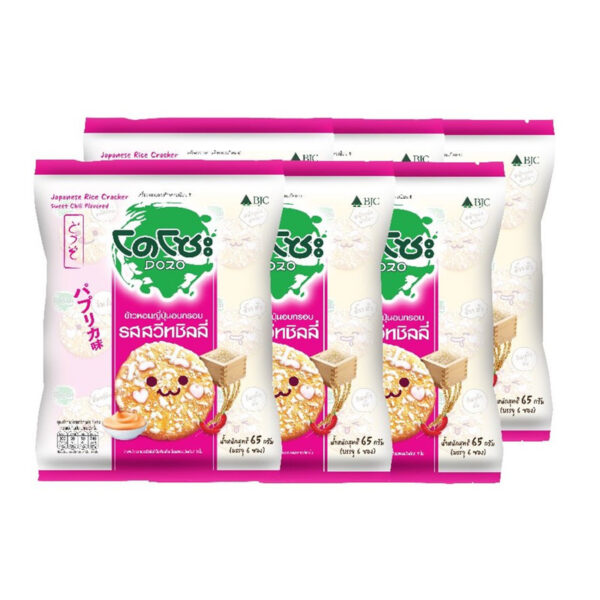 DOZO JAPANESE RICE CRACKER Sweet Chili โดโซะ ข้าวหอมญี่ปุ่นอบกรอบ สวีทชิลลี่ 65 ก. x 6
DOZO JAPANESE RICE CRACKER Sweet Chili