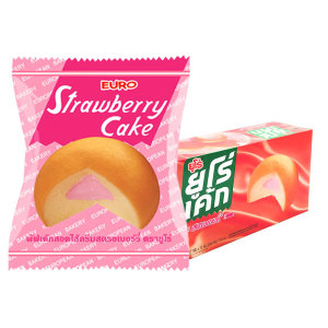 ยูโร่ พัฟเค้ก สอดไส้ครีมรสสตรอเบอร์รี่ 17 ก. x 12 
EURO Cake Strawberry