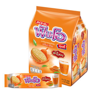ฟันโอ คุกกี้แซนวิชสอดไส้ครีม กลิ่นชาไทย 40.5 ก. 12 ชิ้น 
FUN -O Sandwich Cookies Filled with Thai Tea Flavored Cream