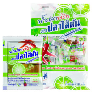 Fish Brand Saitan Fish Sauce with Chili 750 น้ำปลาพริก ตราปลาไส้ตัน 7 กรัม 50 ชิ้น
PLA SAITAN Fish Sauce with Chili