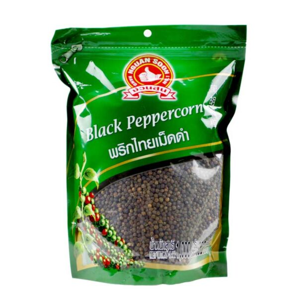 ตรามือที่ 1 พริกไทยเม็ดดำ 1. ก.ก 
NO.1 HAND BRAND Black Peppercorns