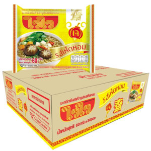 ไวไว บะหมี่กึ่งสําเร็จรูป รสเห็ดหอมเจ 60 ก. 30 ซอง 
WAIWAI Instant Noodles Vegetarian Shiitake Mushroom Flavor