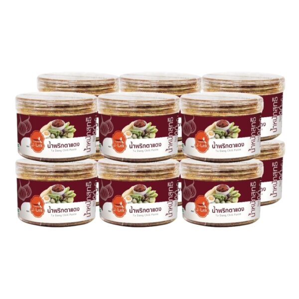 เจ๊เล็ก น้ำพริกตาแดง กระปุกพลาสติก ขนาด 90 กรัม x12 กระปุก  
J-LEK  Ta Dang Chilli Paste